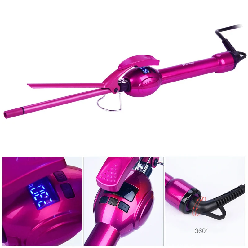 

CkeyiN Professional Women Men Ceramic Hair Curling Iron 9mm Deepwave Curling Magic Hair Stick Curlers Rotation Fluffy Curl Wand