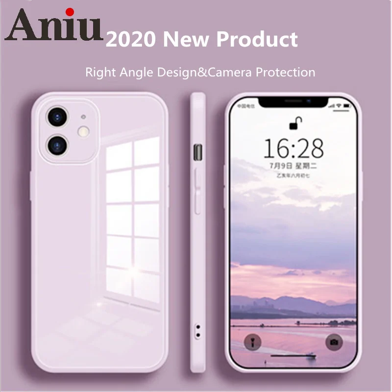 

Liquid Glass Case For iPhone 13 12 mini 11 Pro XS Max X XR 6 7 8 Plus SE2 Scratch-Resistant Colorful Back Cover Protective Cases