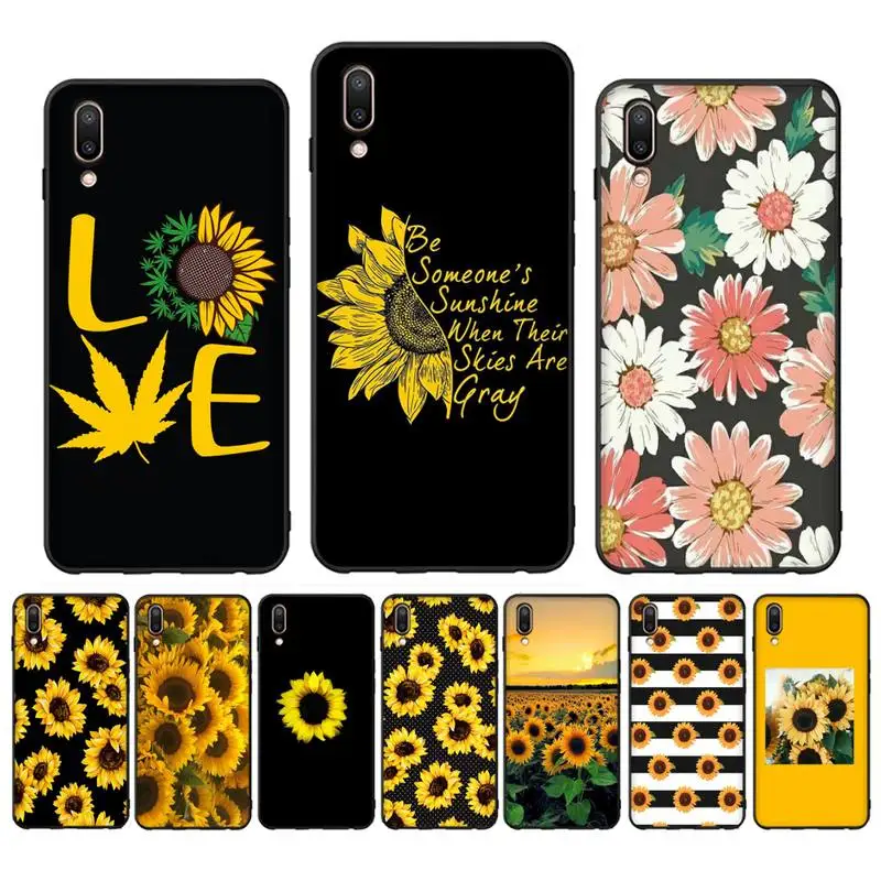 

Yellow Sunflower Phone Case Case For Oppo Reno Realme C3 6Pro Cover For vivo Y91C Y17 Y19 Funda Capa