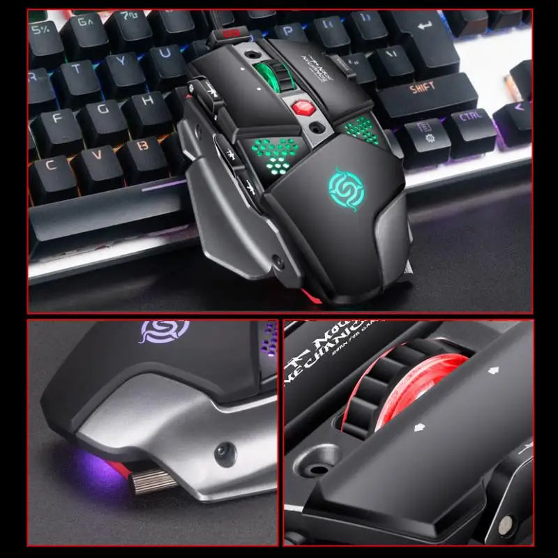 

2021 New Driver-free Gaming Mouse 8 Button USB Wired RGB Metal Mouse For PC Laptop Gamers Professional Optical Positioning