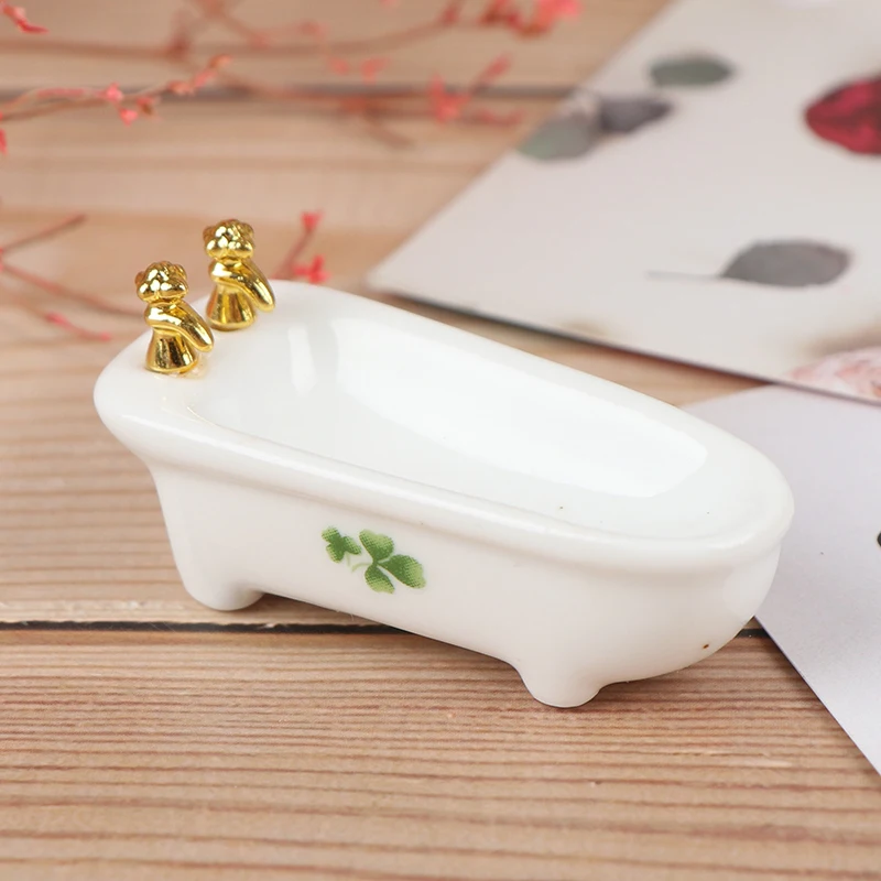 1Set(3pcs) 1/24 Dollhouse Miniature Bathroom Set Ceramic Bathtub Toilet for Dolls House Furniture Play Toy 3Styles