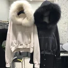 Модная тонкая черно-красная куртка из искусственного меха с высокой талией, новое пальто из искусственного меха с капюшоном из искусственного кроличьего меха