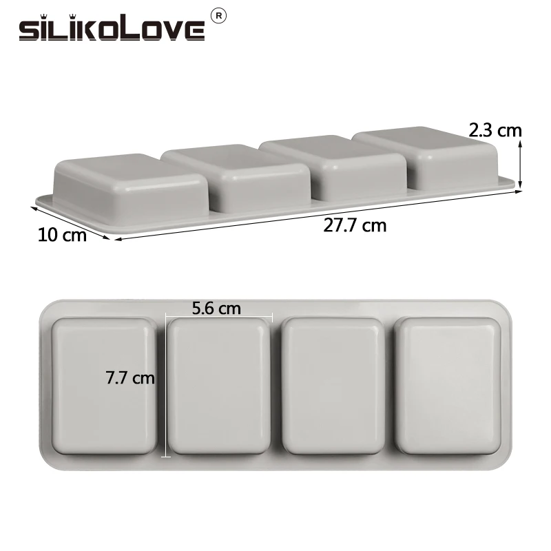 Силиконовые формы для мыла SILIKOLOVE прямоугольная форма 4 полости|Формы мыла| |