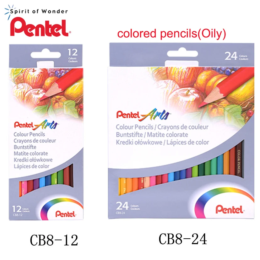 

Japan PENTEL CB9-12/24 Water-soluble Colored Pencil Set Comic Drawing Graffiti Safe Non-toxic and Easy To Color Student Supplies