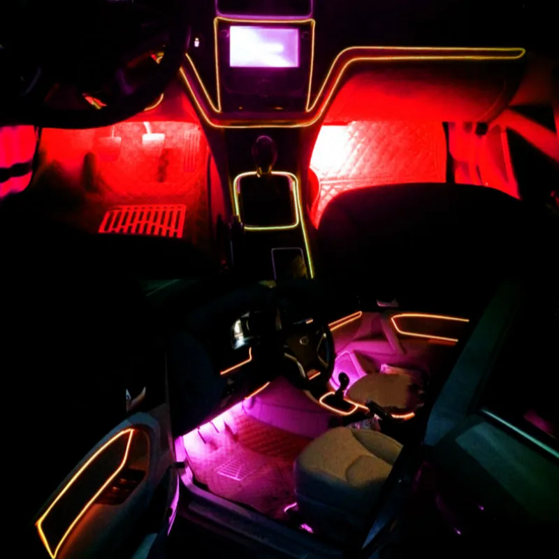 Неоновый автомобильный светильник s холодный гибкая светодиодная лента