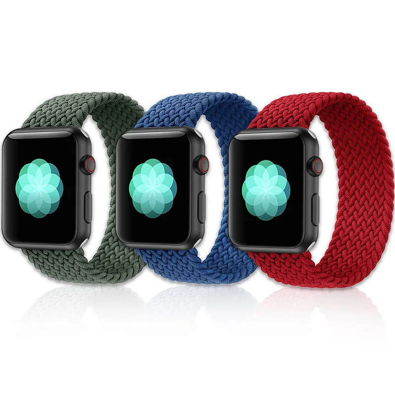 3 Pack Band for Apple Watch 7 Band 41/45mm, Nylon Braided Elastic...