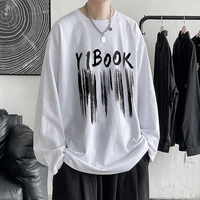 japanese streetwear font white long sleeved t shirt oversized mens clothes grunge kpop top autumn primer clothes for teenagers