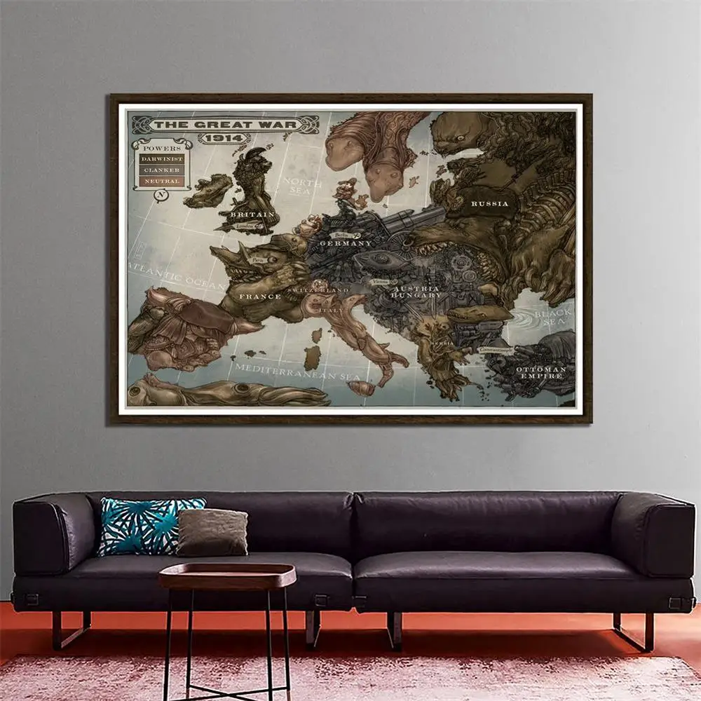 150x225 см Нетканый офисный Декор для дома карта Великая война 1914 истории Европы WW1
