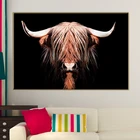 Черный и коричневый длинноволосый горный постер для крупного рогатого скота животные холст настенные картинки Украшение для гостиной Современная Художественная живопись Креативный принт на холсте прикроватная картина