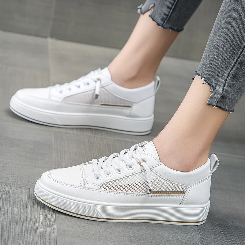 

Summer White Sneakers Women 2021 New Flat Breathable Mesh White Shoe Woman Casual Vulcanized Sports Shoe basket zapatillas mujer