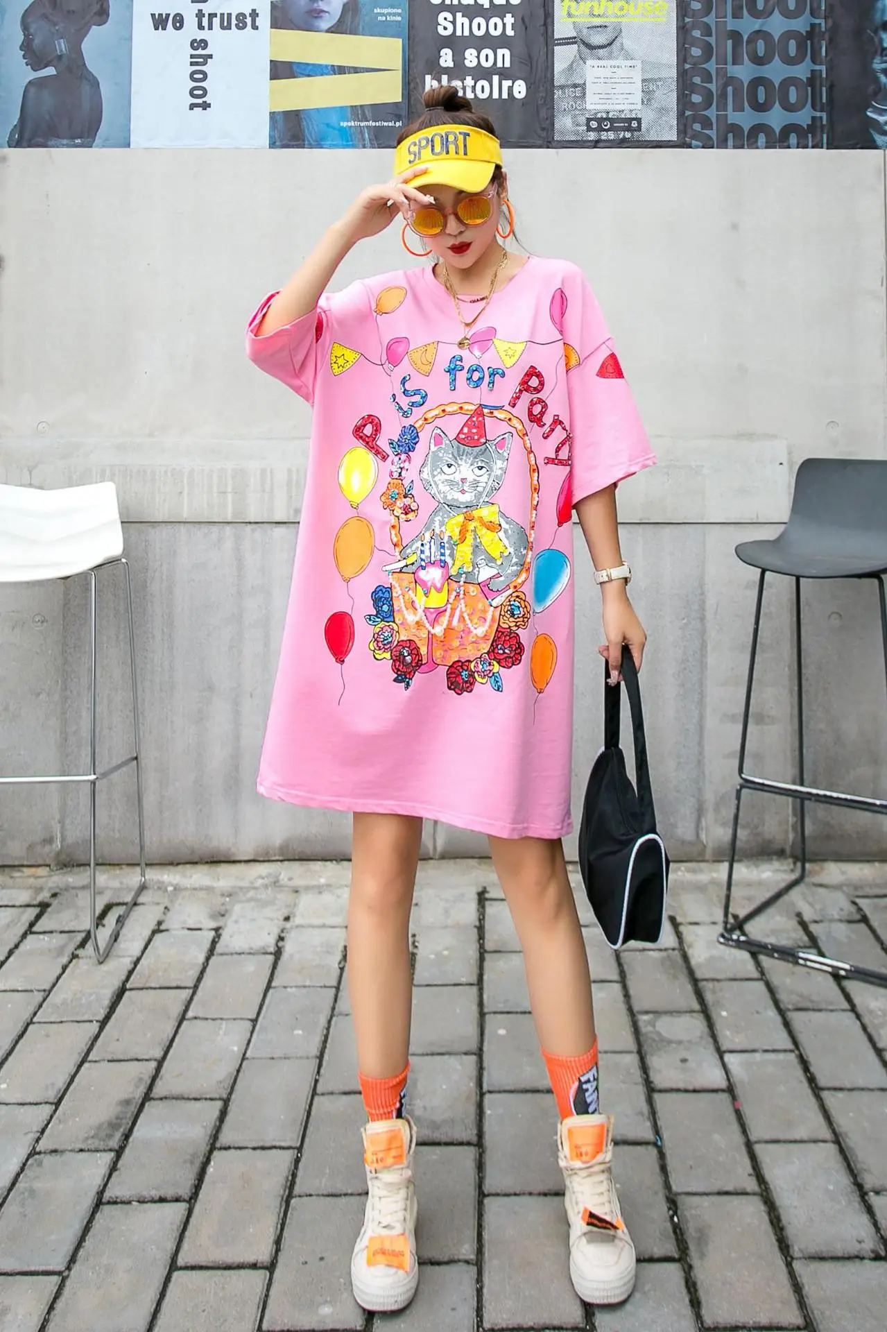 

QING MO Black White Pink Women Colorful T Shirt 2020 Women Cat Printed T Shirt Female Summer Short Sleeve T Shirt ZQY4467