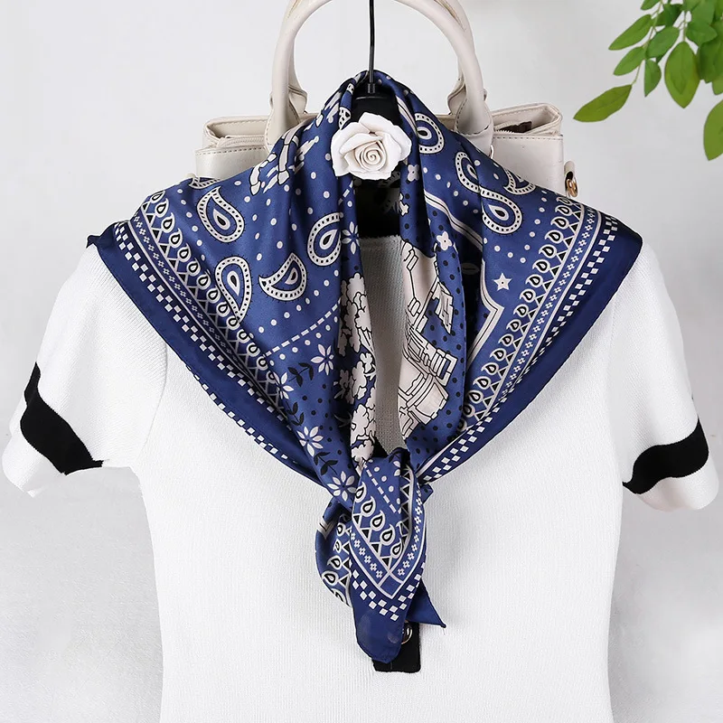 

Summer Wrap Hair Silk Scarf Women Square Hijab Satin Bandana Head Scarfs Shawl Square Bag Scarves Neckerchief Foulard Femme