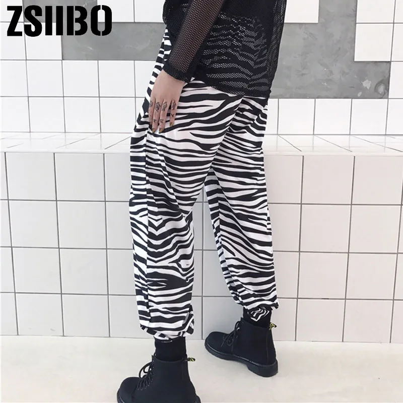 Женские брюки в стиле Харадзюку с эластичной талией Модные свободные белого