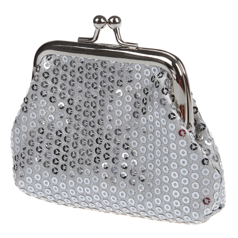 

Women's Sequins Coin Purse Buckle Mini Wallet(silver)