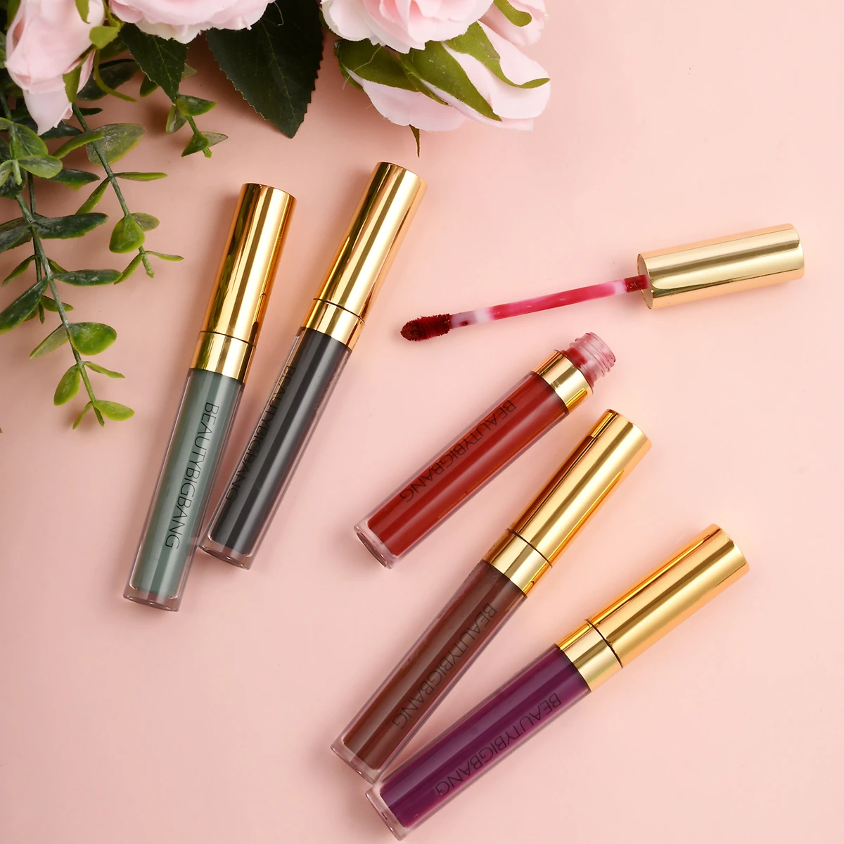 Beautybigbang жидкая губная помада, макияж, сексуальные цвета, красный, черный, розовый цвет, матовая губная помада, водостойкая, стойкий блеск для губ, набор для губ