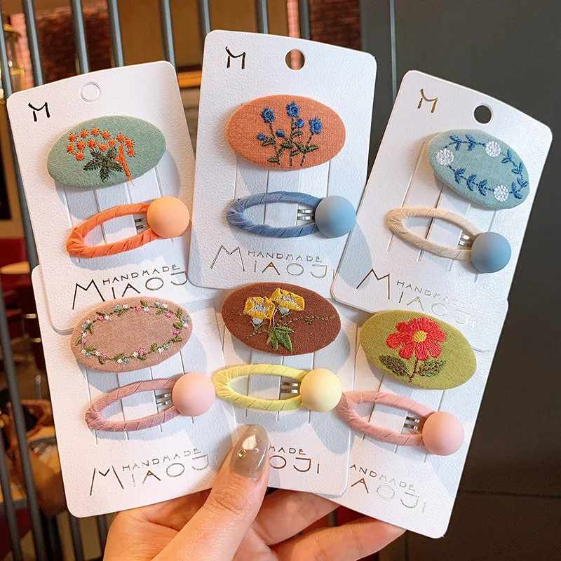 Заколки для волос с вышивкой родителей и детей тканевые зажимы цветами Детские