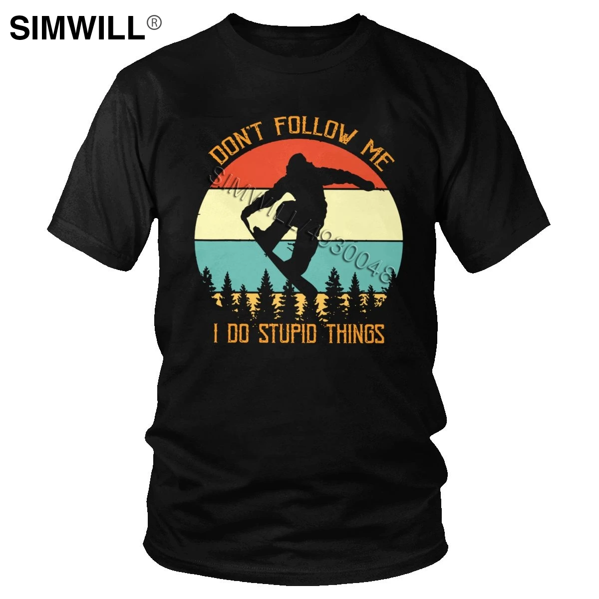 

Футболка мужская хлопковая с коротким рукавом, топ с принтом обезьяны, сноуборда, не следуй за мной, я делаю глупые вещи, большой размер, пода...