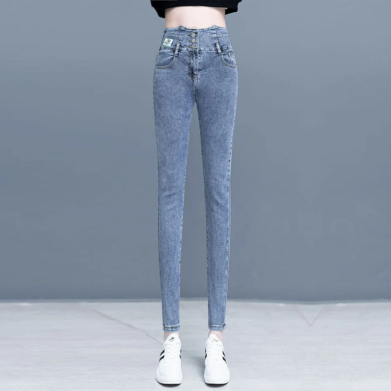 

Stretch Denim Jeans Women Slim Pants Korean Aesthetic High Waist Elastic Trousers Capris Female Leggings Plus Size Oversize 3XL