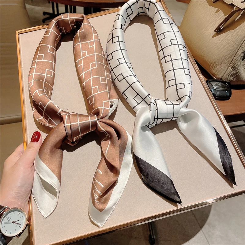 

Ladies silk scarf spring new style imitation silk small square business wear accessories everyday casual scarf small scarf