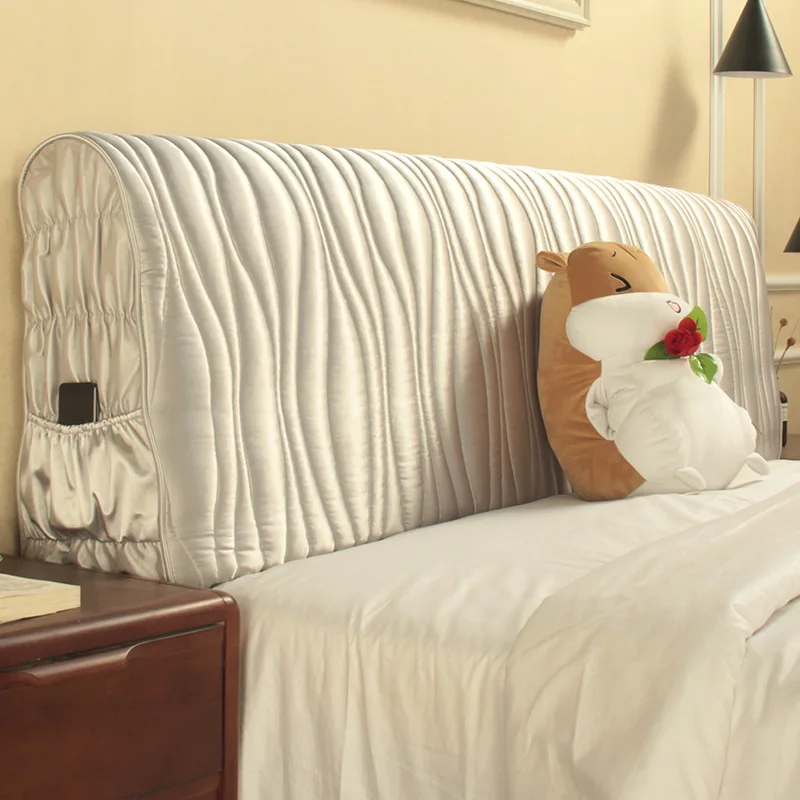 

Thicken Luxury bedhead cover Satin Silk bed headboard cover Quilted bed head cover Solid Bed Back Dust Protector for Home Hotel
