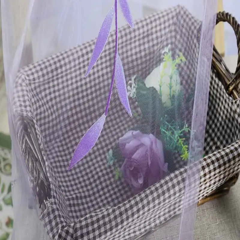 Пасторальные тюлевые шторы с принтом ивы фиолетовые на окна для гостиной спальни