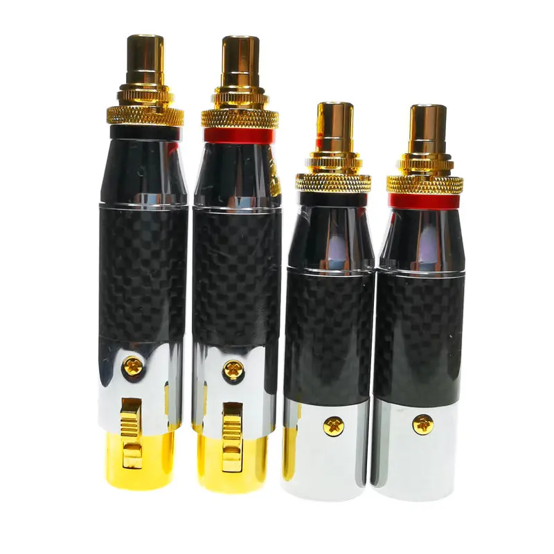 2 шт. Медь углеродного волокна родиевое покрытие аудио Переходник RCA Женский к XLR