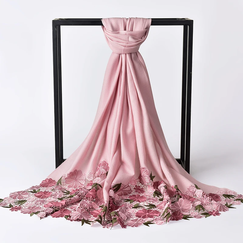 Женский шарф из 100% шерсти свадебные шарфы 2021 фирменные вышитые шали и для женщин