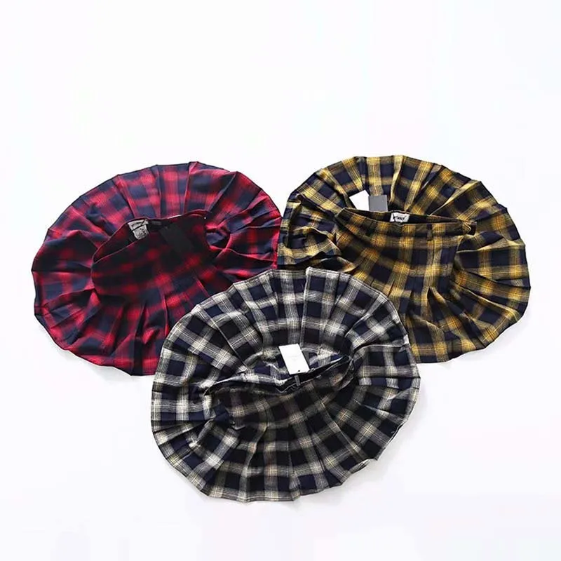 Женская плиссированная юбка в стиле Харадзюку желтая черная красная с высокой