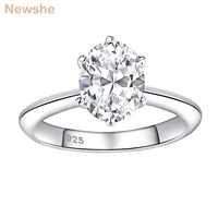 newshe solid 925 sterling silver luxury jewelry wedding engagement ring for women 79mm oval cut cz simulated diamond