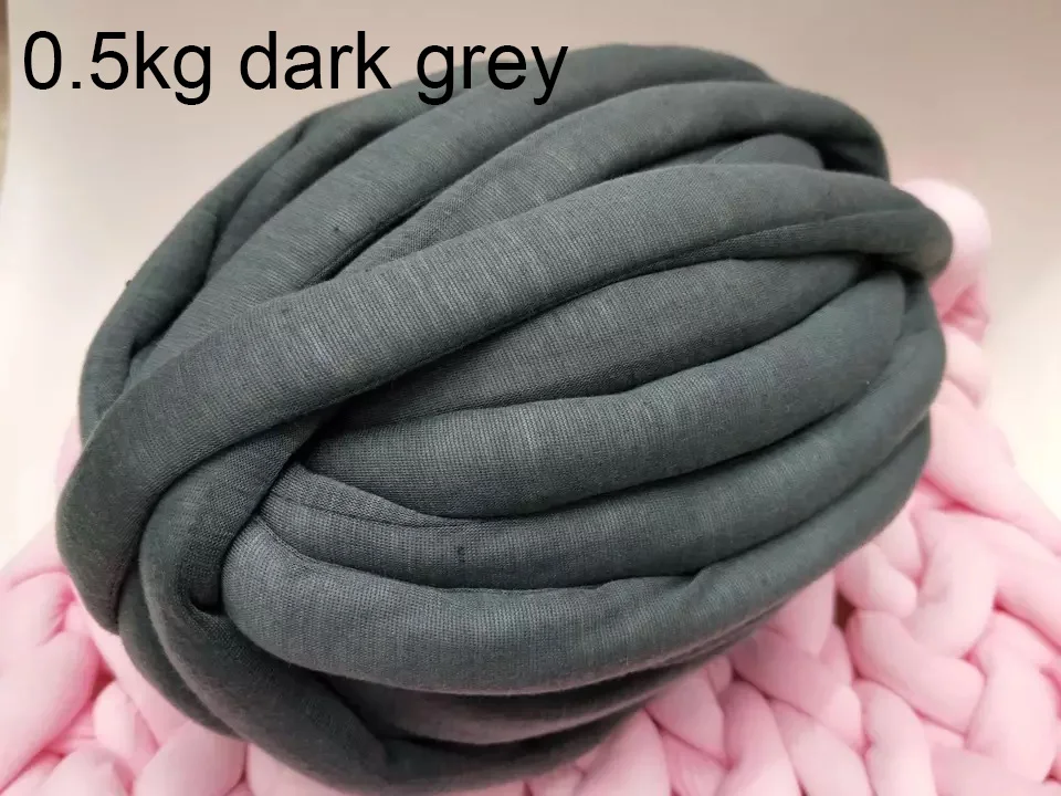 dark grey 0.5kg 500 г толстая супер объемная пряжа для ручная вязка крючком, мягкая большая хлопковая пряжа для рукоделия, прядильная пряжа для одеяла - Цвет: dark grey 0.5kg