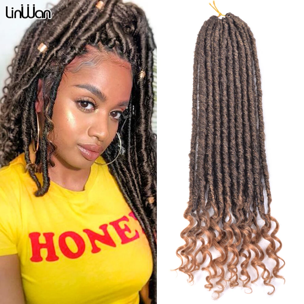 

Afro Curls Soft Dreadlocks Crochet Braids Hair 18 Inch Synthetic Faux Locs African Curly Organic Hair Ombre Braiding Hair