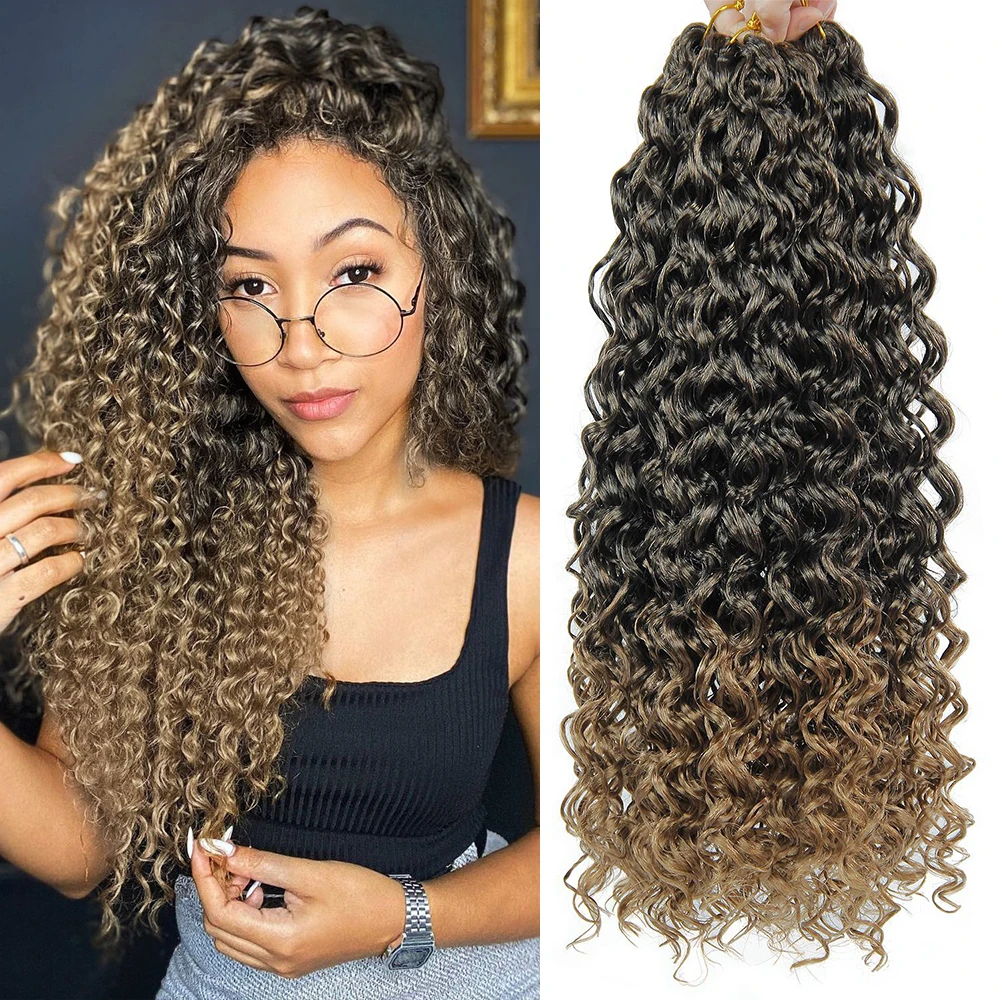 Волнистые кудри плетеные удлинители волос вязаные крючком синтетические волосы