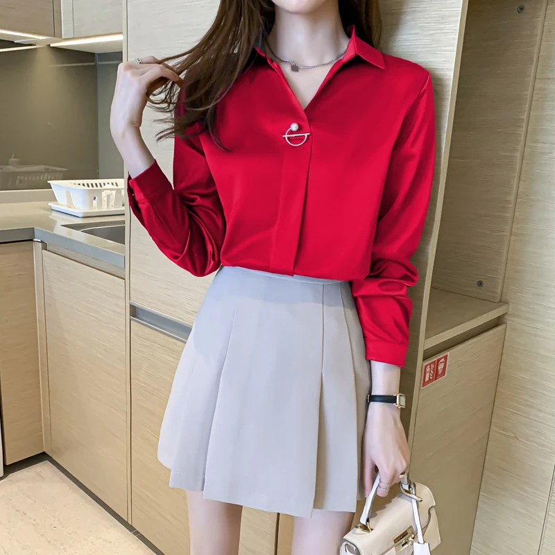 

Draping Shirt Women's Business Wear Dignified Goddess Fan High End 2021 Spring Long Sleeve Retro Hong Kong Style Niche Shirt