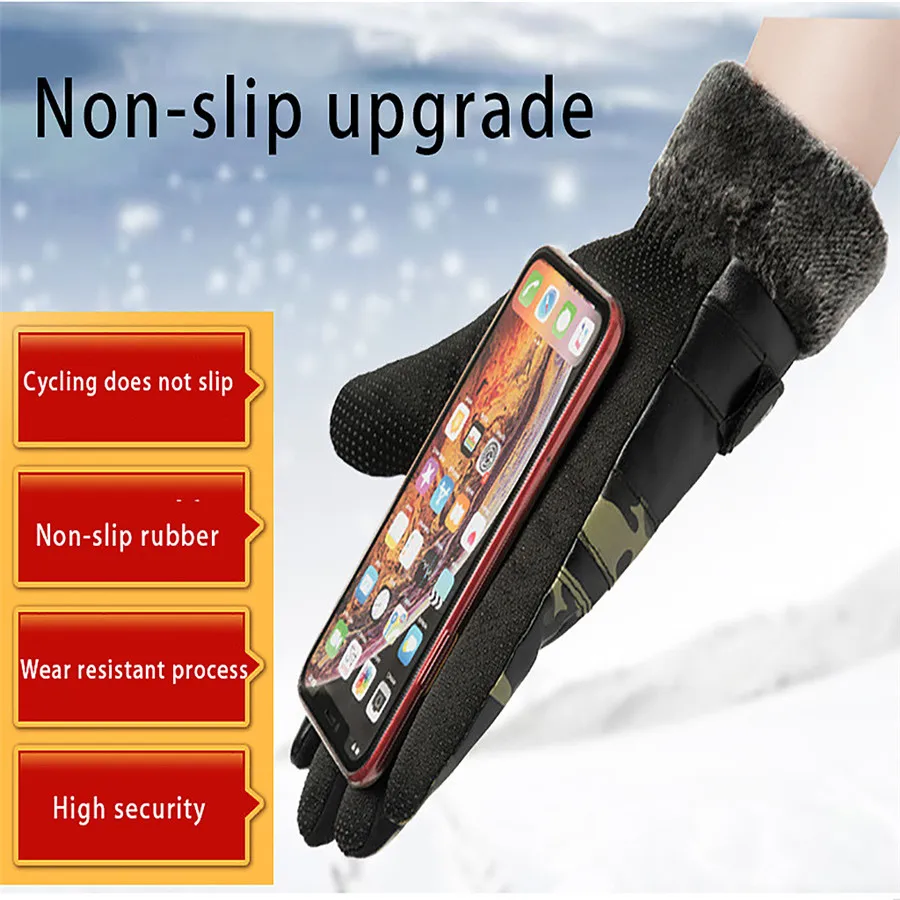 Мужские зимние теплые перчатки с сенсорным экраном ветрозащитные