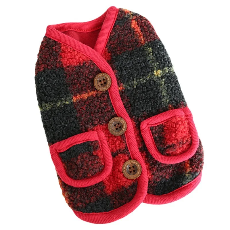 

Winter Cat Dog Clothes Pet Vest Grid Warm Sweater for Small Dog Costumes XS French Bulldog Corgi Bichon Poodle Teddy Puppy Coat
