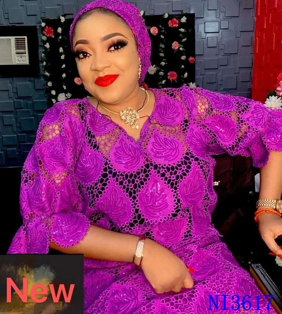 

NI.AI Nigerian Guipure Cord Lace Fabric 2020 High Quality Sequins African Embroidery Cotton Lace Fabric for Wedding Dress NI3617