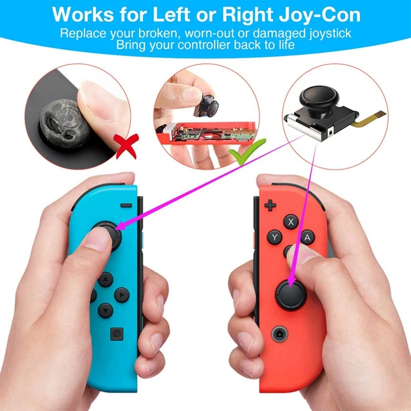 (4 шт.) Набор для ремонта 3D аналоговых палочек Nintendo Switch Joy Con с металлическими