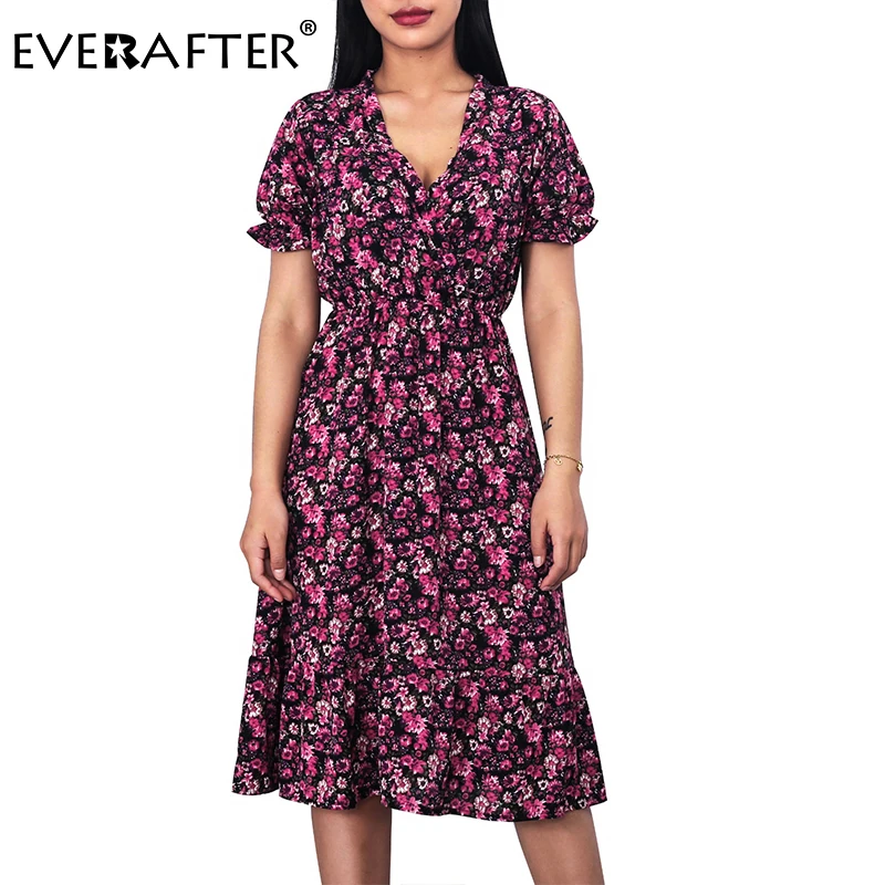 

Платье EVERAFTER женское, винтажное, розовое, красное, с цветочным принтом