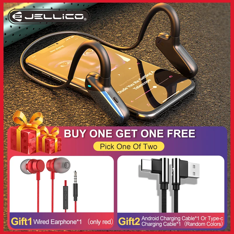 Jellico New Headphones With Bone Conduction Earphones Bluetooth Earphone Wireless Blutooth Headset Sports Waterproof Earbuds