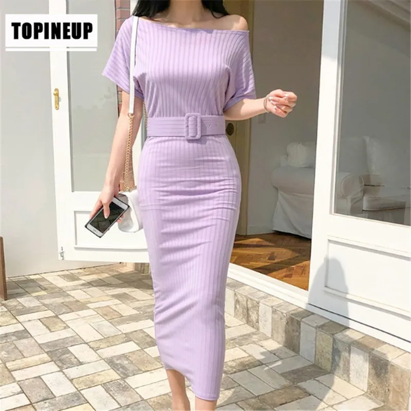 Женское платье-карандаш с открытыми плечами Повседневное трикотажное платье