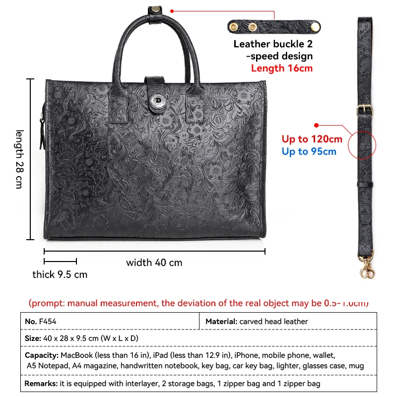 Unique Antique Design Men's Briefcase 16'' Laptop Document Case Portable Male Business Attache Messenger Bag Tote Portfolio