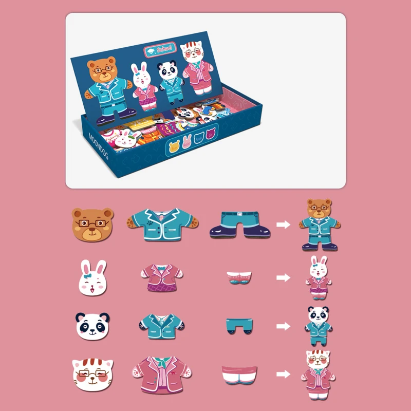 

Kids Dressing Change Jigsaw Magnetic Puzzle Toy 3D Animals Cartoon Cute ToysPlay House Game Early Education Puzzle Toy