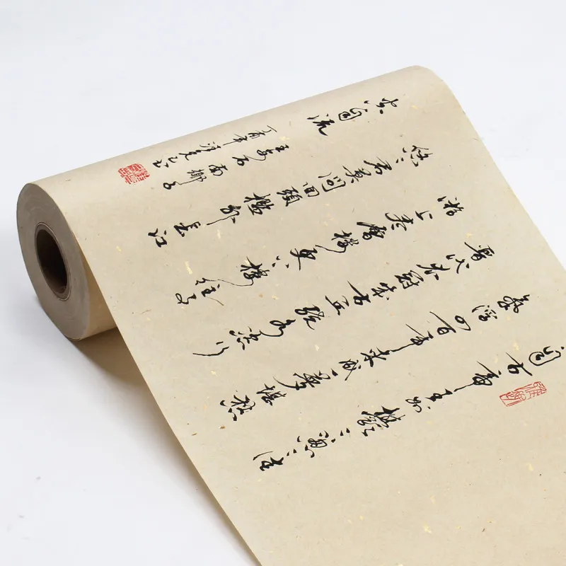Half-Ripe Xuan Paper for Painting Calligraphy Chinese Yunlong Fiber Paper 100m Thicken Chinese Rolling Hemp Fiber Rice Paper