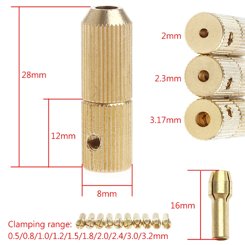

3+10Pcs 0.5-3.2mm Micro Twist Hand Drill Kit Chuck Electric Drill Bit Collet New 2017