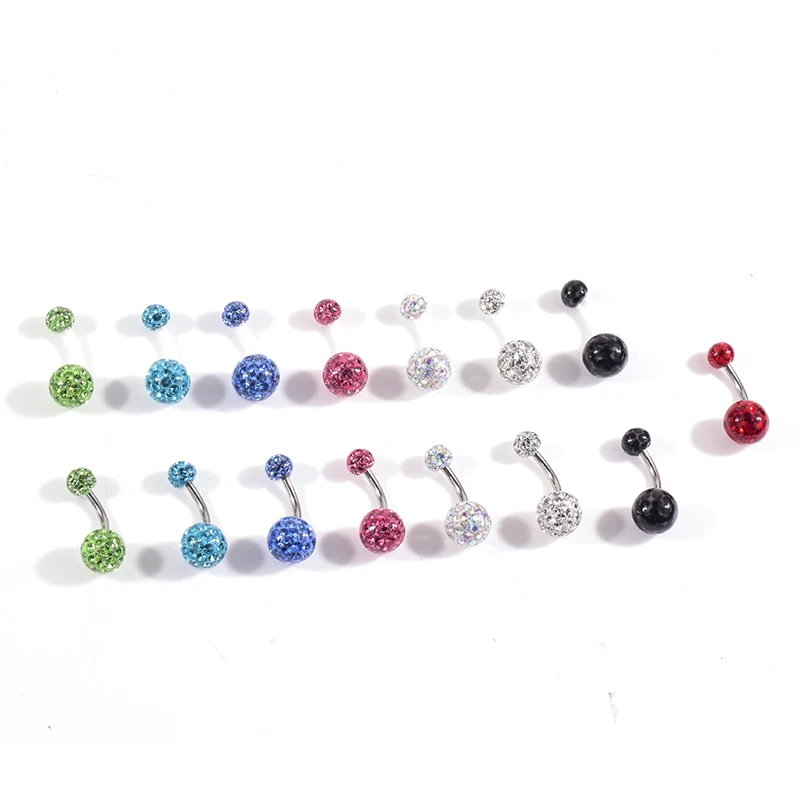 1 шт. хирургическая сталь или акрил 14 г кольца для пупка Хрустальный пирсинг не