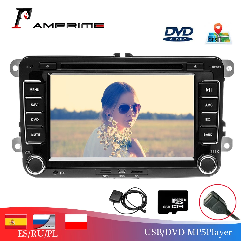 Автомобильный DVD плеер AMPrime 2 Din 7 &quotдля VW/Volkswagen/Passat/POLO/GOLF/Skoda/Seat с GPS навигацией