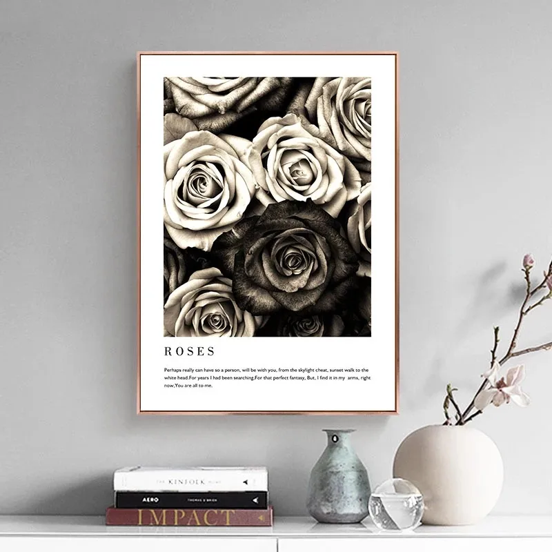 

Fashion Flower Woman Poster And Print Coco Quotes Wall Art Canvas Painting Black White Vogue Pictures For Living Room Home Decor