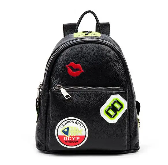 125 натуральная кожа Женская мода вышивка большой рюкзак Открытый Повседневная