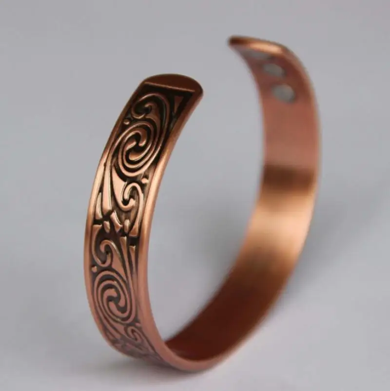 Винтажный магнитный браслет викингов из красной меди открывающийся для мужчин