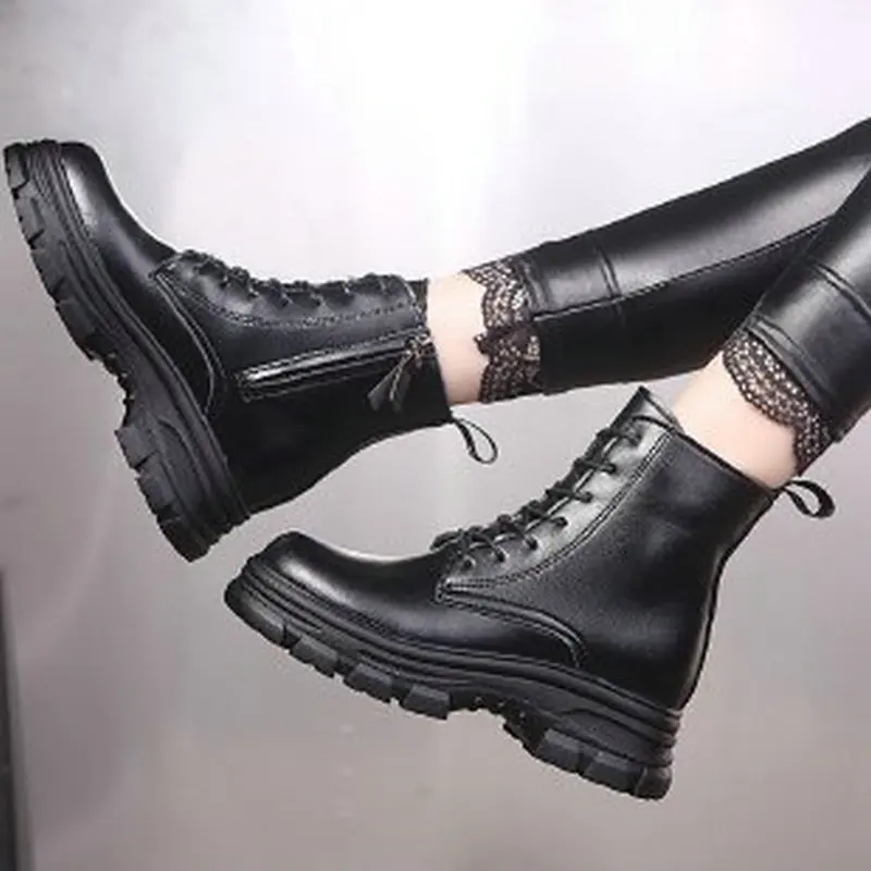 Женские кожаные короткие ботильоны женские мотоциклетные ботинки челси на